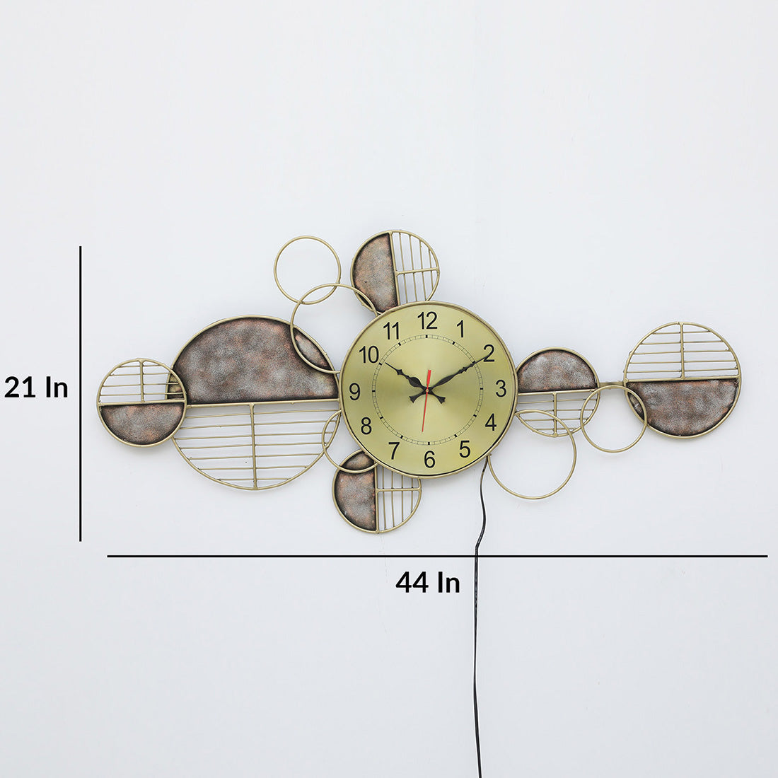 BHAVYAWUD™ Luxury Abstract Geometric LED Metal Wall Clock Art (44 x 21 Inches)