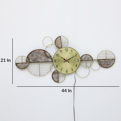 BHAVYAWUD™ Luxury Abstract Geometric LED Metal Wall Clock Art (44 x 21 Inches)