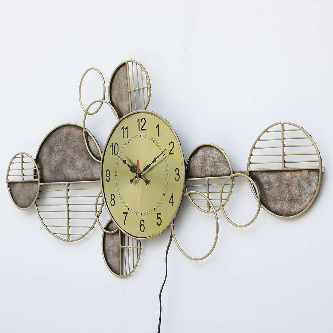 BHAVYAWUD™ Luxury Abstract Geometric LED Metal Wall Clock Art (44 x 21 Inches)
