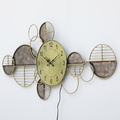 BHAVYAWUD™ Luxury Abstract Geometric LED Metal Wall Clock Art (44 x 21 Inches)