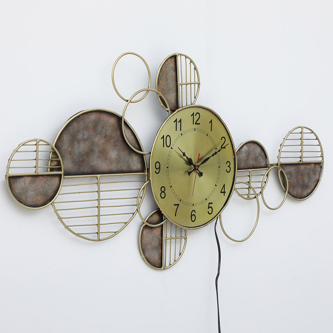 BHAVYAWUD™ Luxury Abstract Geometric LED Metal Wall Clock Art (44 x 21 Inches)