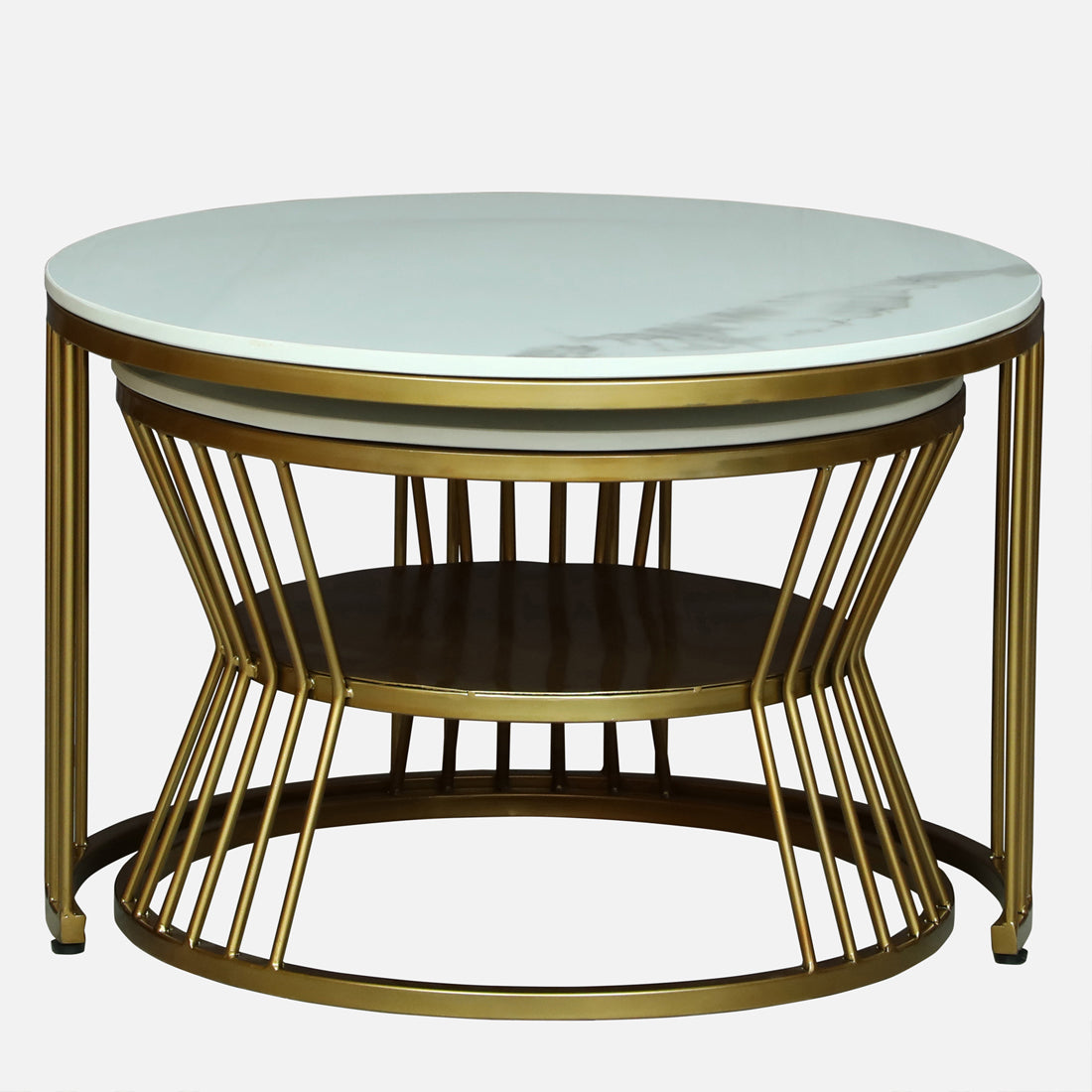 Round  Gold Finished Coffee Table /Center Table (Set of 2)