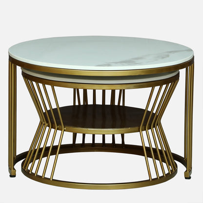 Round  Gold Finished Coffee Table /Center Table (Set of 2)