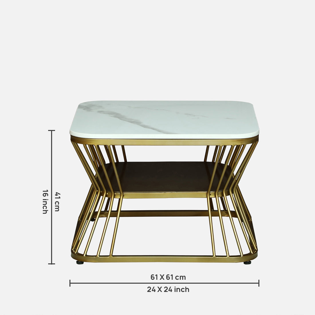 Square Modern  Gold Finished Nesting Coffee Table /Center Table