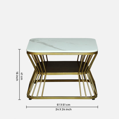 Square Modern  Gold Finished Nesting Coffee Table /Center Table