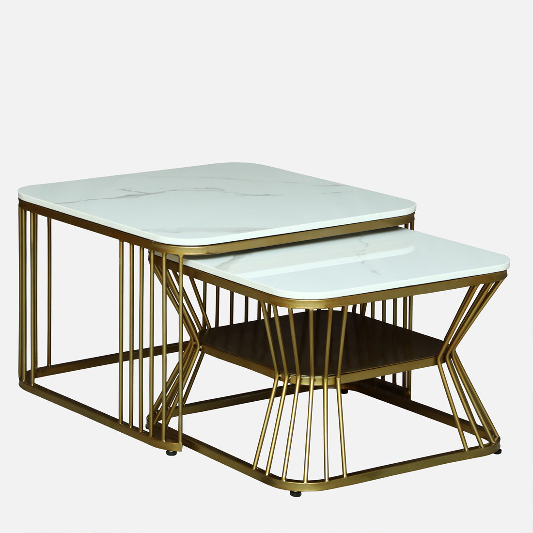 Square Modern  Gold Finished Nesting Coffee Table /Center Table
