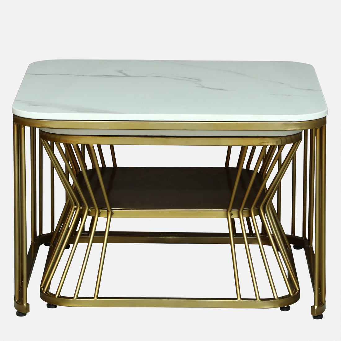 Square Modern  Gold Finished Nesting Coffee Table /Center Table