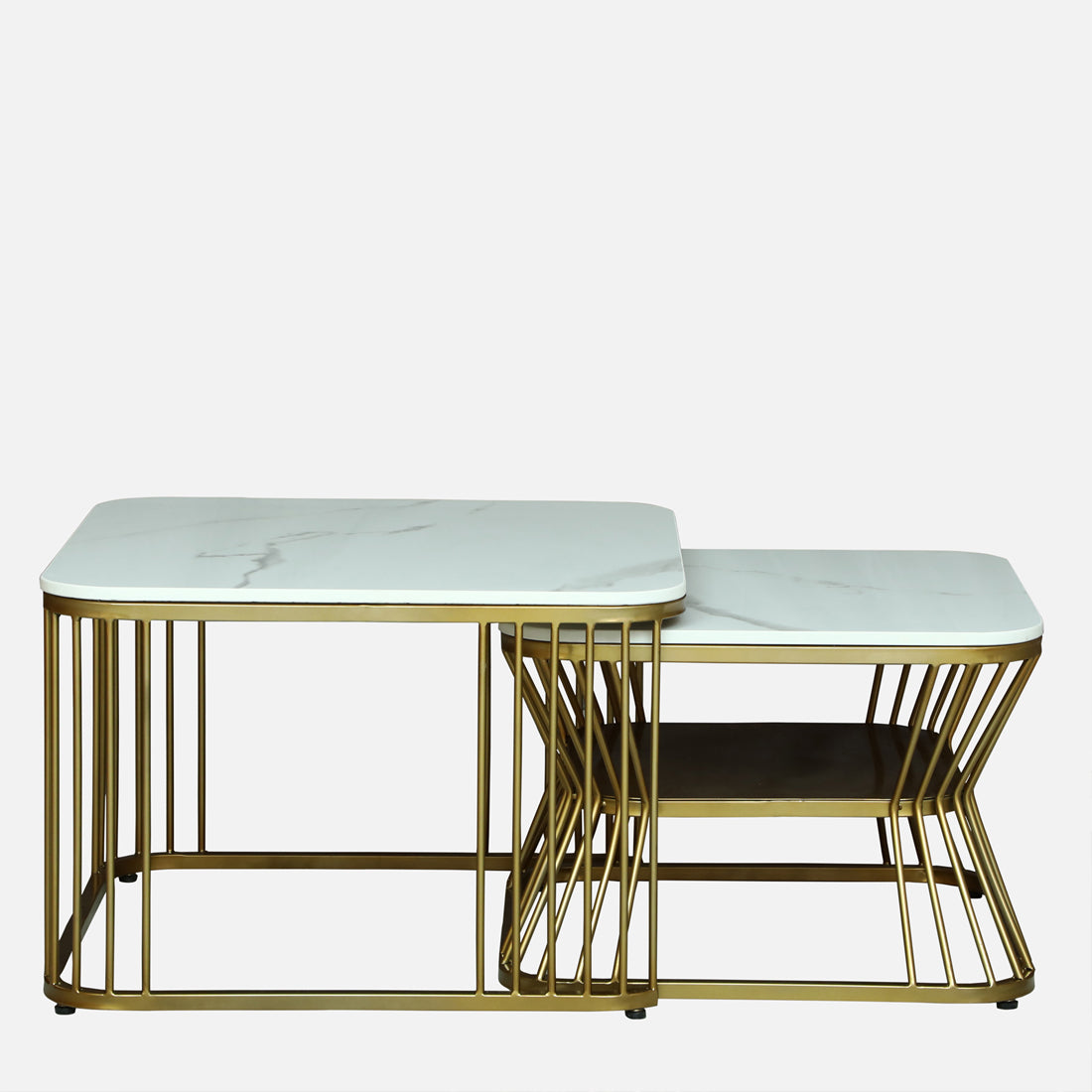 Square Modern  Gold Finished Nesting Coffee Table /Center Table