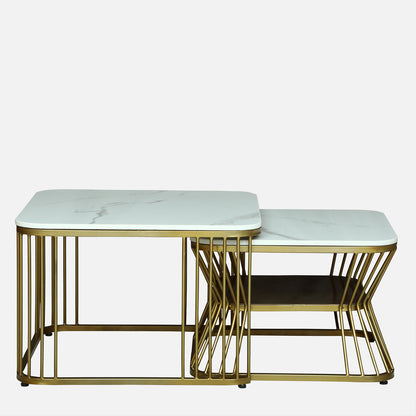 Square Modern  Gold Finished Nesting Coffee Table /Center Table