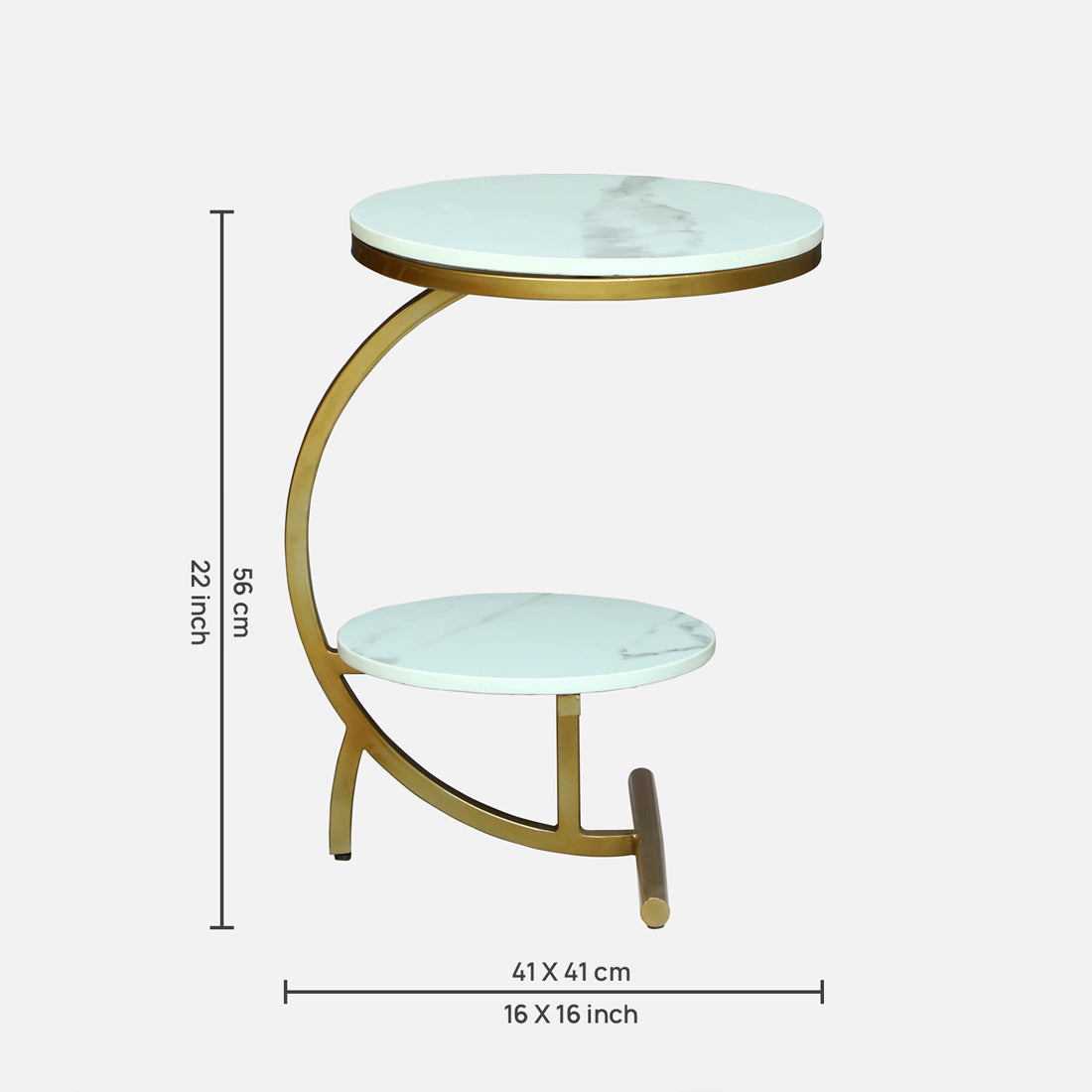 Round  Gold Finished End Table / side Table