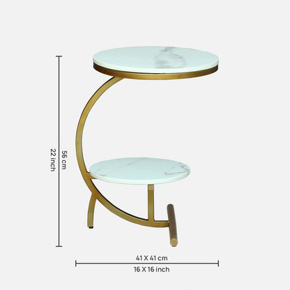 Round  Gold Finished End Table / side Table