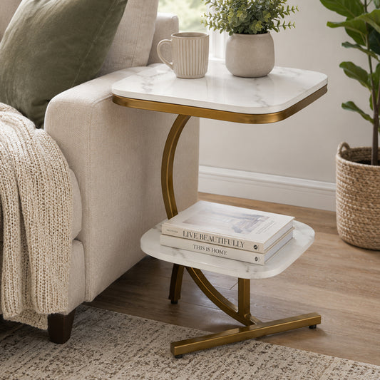 Square  Gold Finished End Table /Side Table