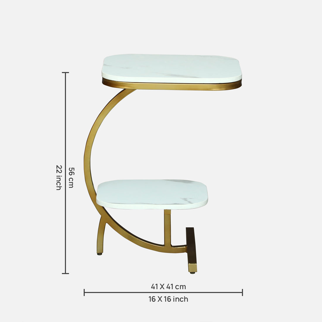 Square  Gold Finished End Table /Side Table