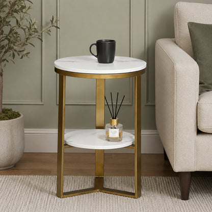 Round  Gold Finished Side  Table /End Table