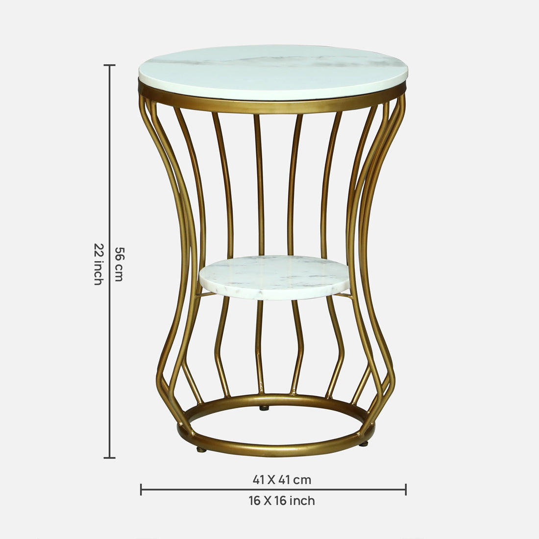 Round  Gold Finished End Table / Side Table