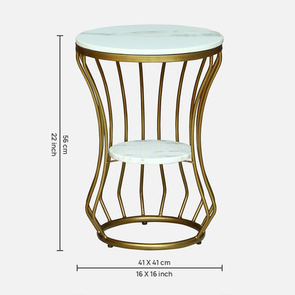 Round  Gold Finished End Table / Side Table