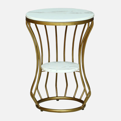Round  Gold Finished End Table / Side Table
