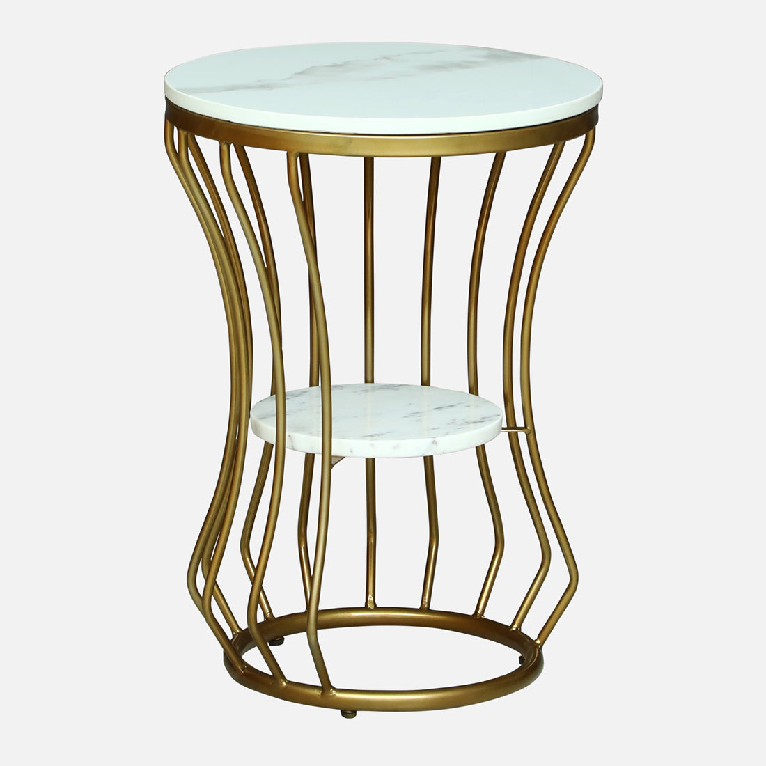 Round  Gold Finished End Table / Side Table
