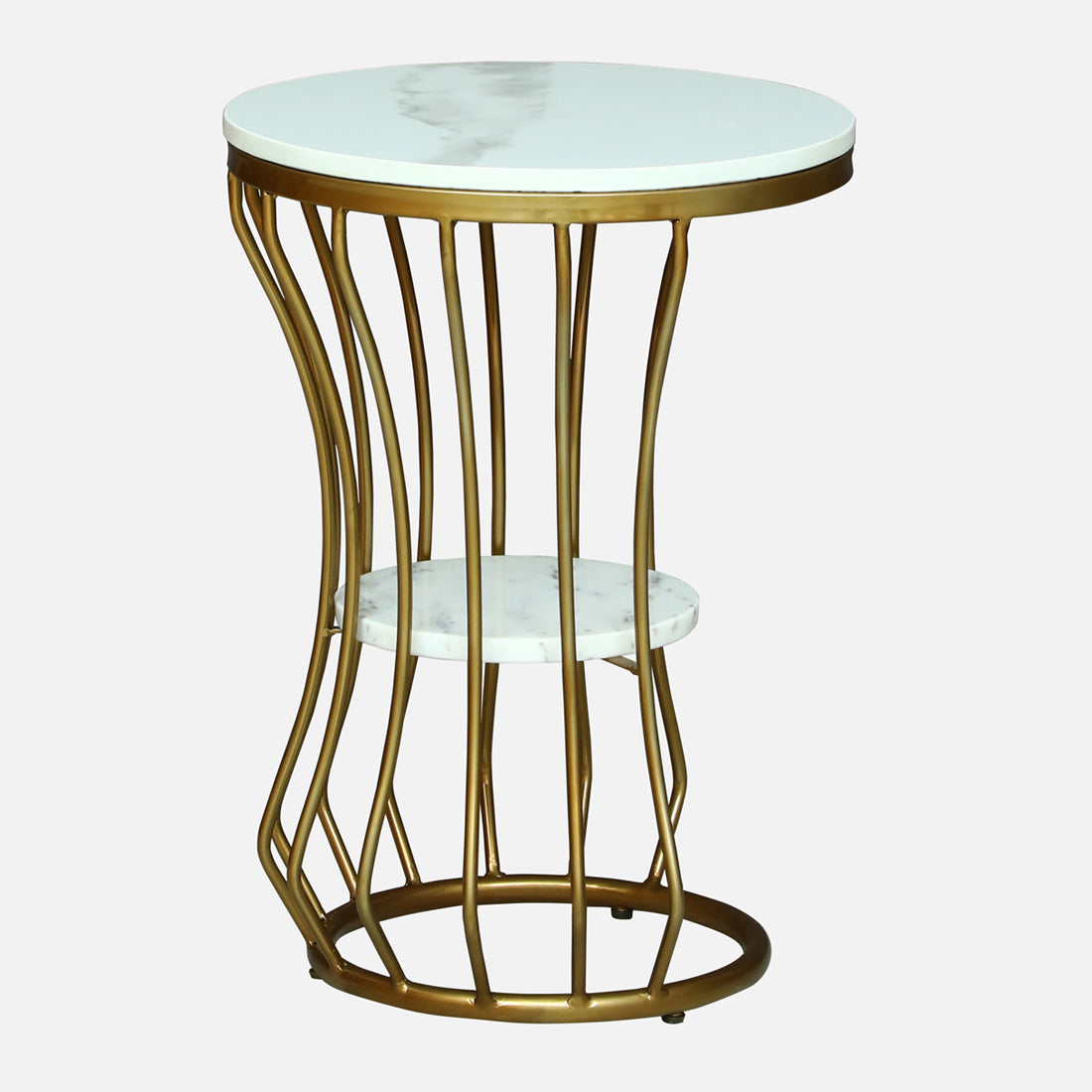 Round  Gold Finished End Table / Side Table