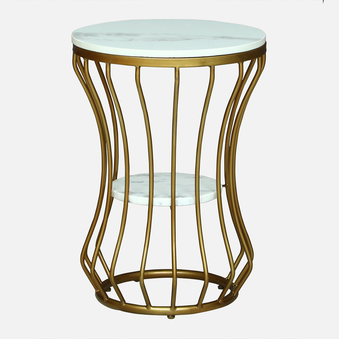 Round  Gold Finished End Table / Side Table