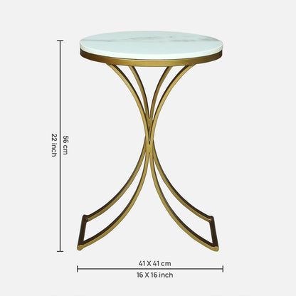 Round  PU Gold Finished End Table/ Side Table