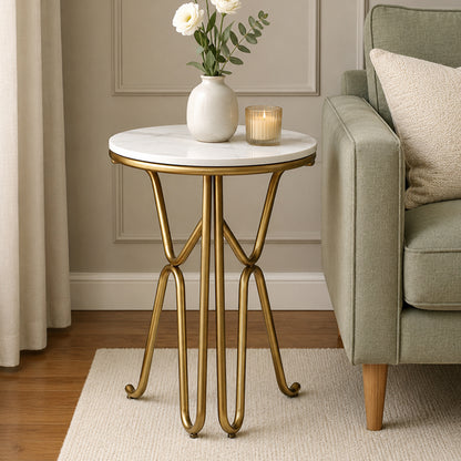 Round  Gold Finished End Table /Side Table