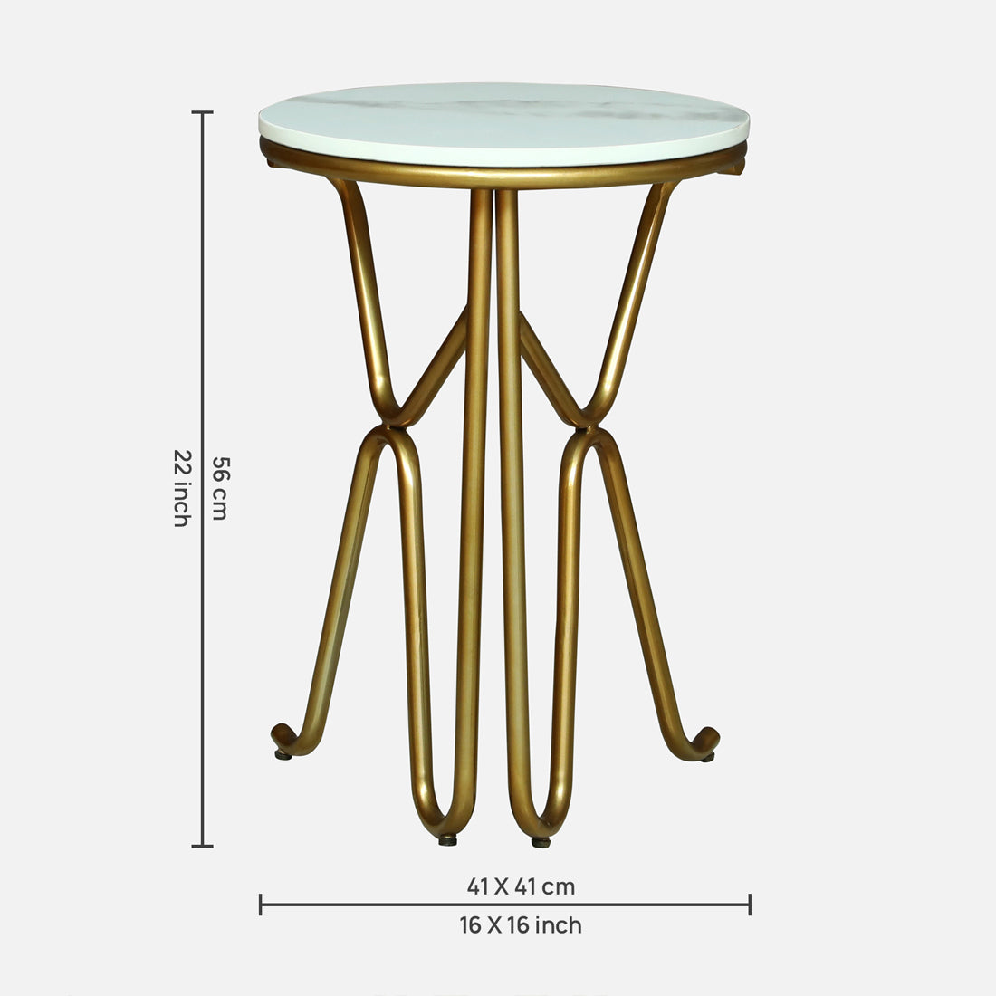 Round  Gold Finished End Table /Side Table