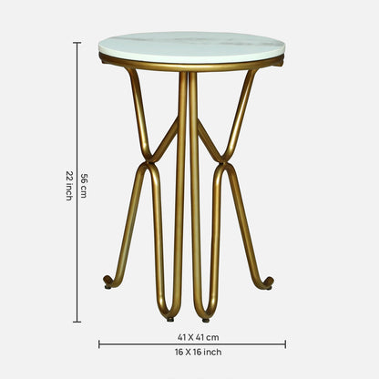 Round  Gold Finished End Table /Side Table