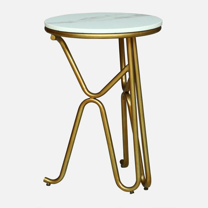 Round  Gold Finished End Table /Side Table