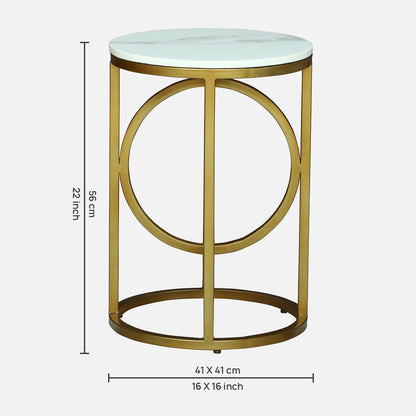 Round  Gold PU Finished End  Table /Side Table