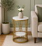 Round Gold PU Finished Side Table / End Table