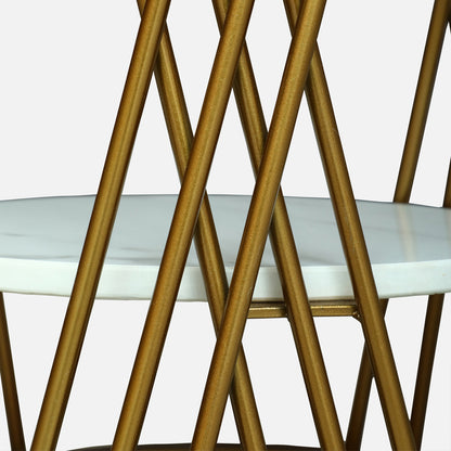 Round Gold PU Finished Side Table / End Table