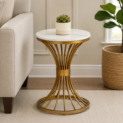 Round  Gold Finished End Table /Side Table