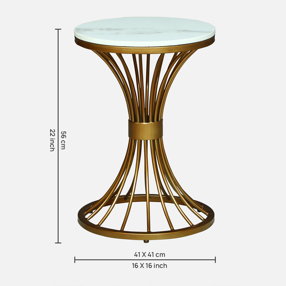 Round  Gold Finished End Table /Side Table