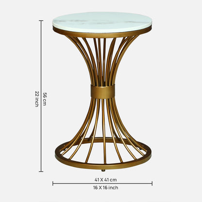 Round  Gold Finished End Table /Side Table