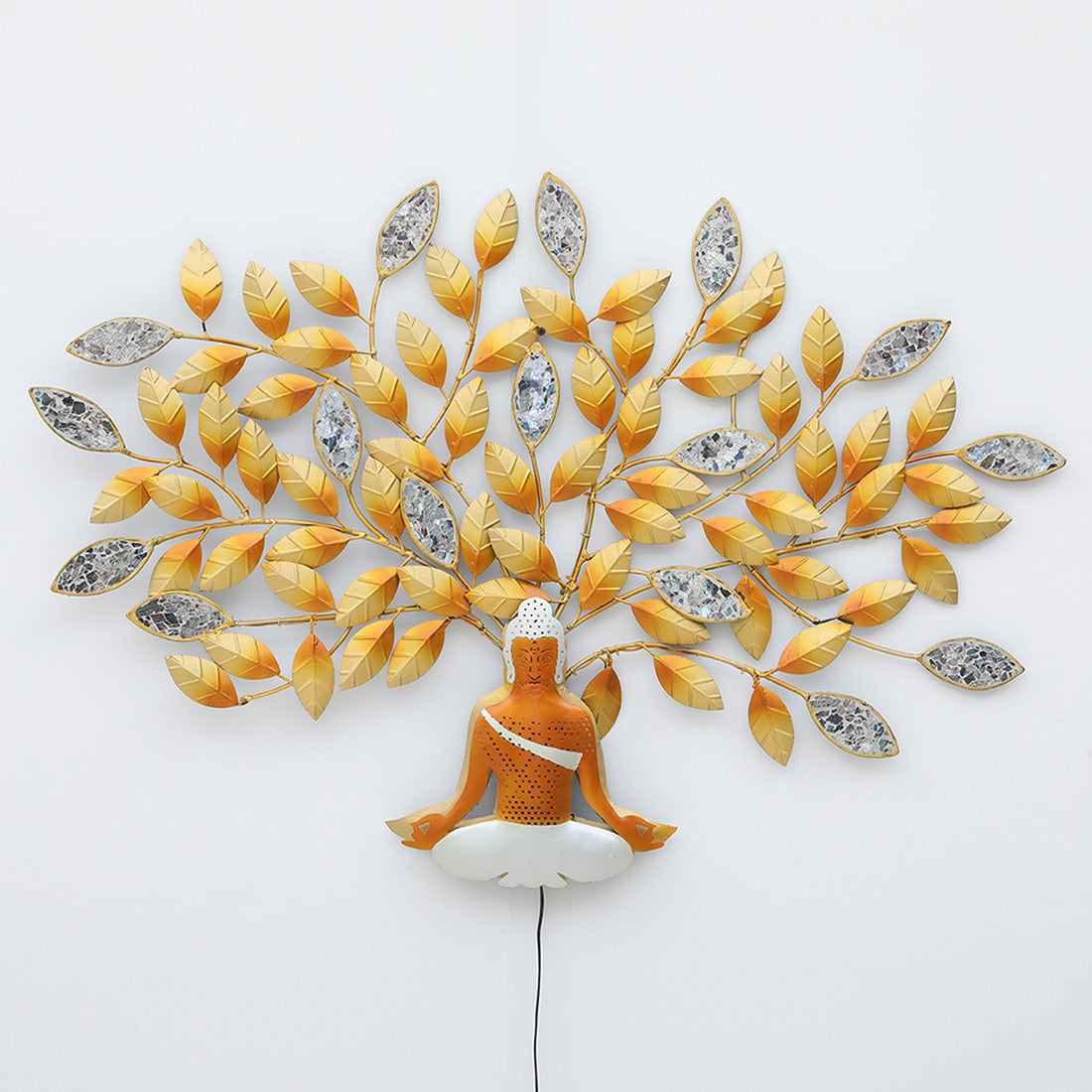 BHAVYAWUD™ Premium LED Metal Buddha Bodhi Tree Wall Art (41 x 31 Inches)
