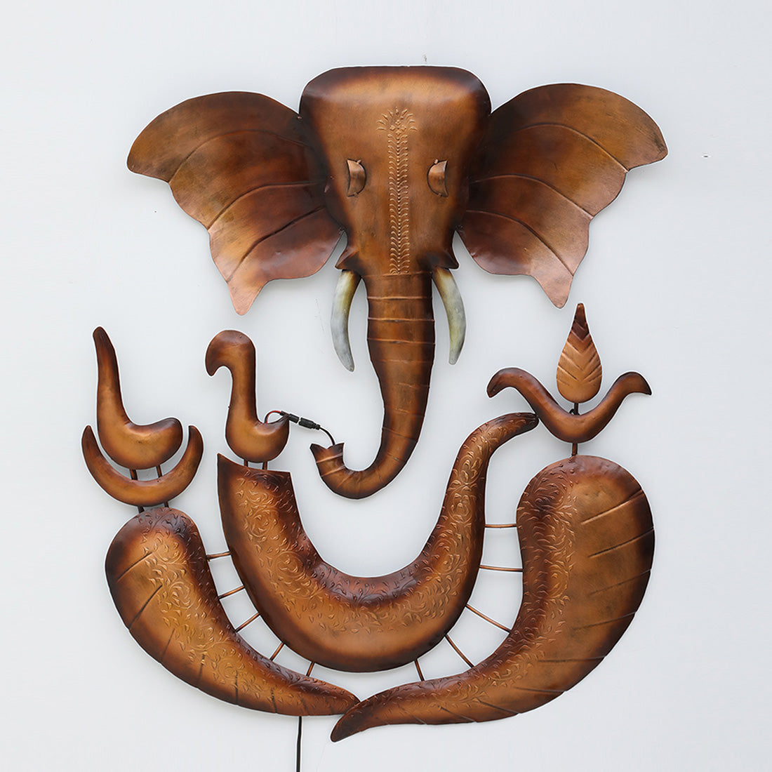 BHAVYAWUD™ Majestic Antique LED Metal  Lord Ganesha Wall Art Sculpture (36 x 53 Inches)