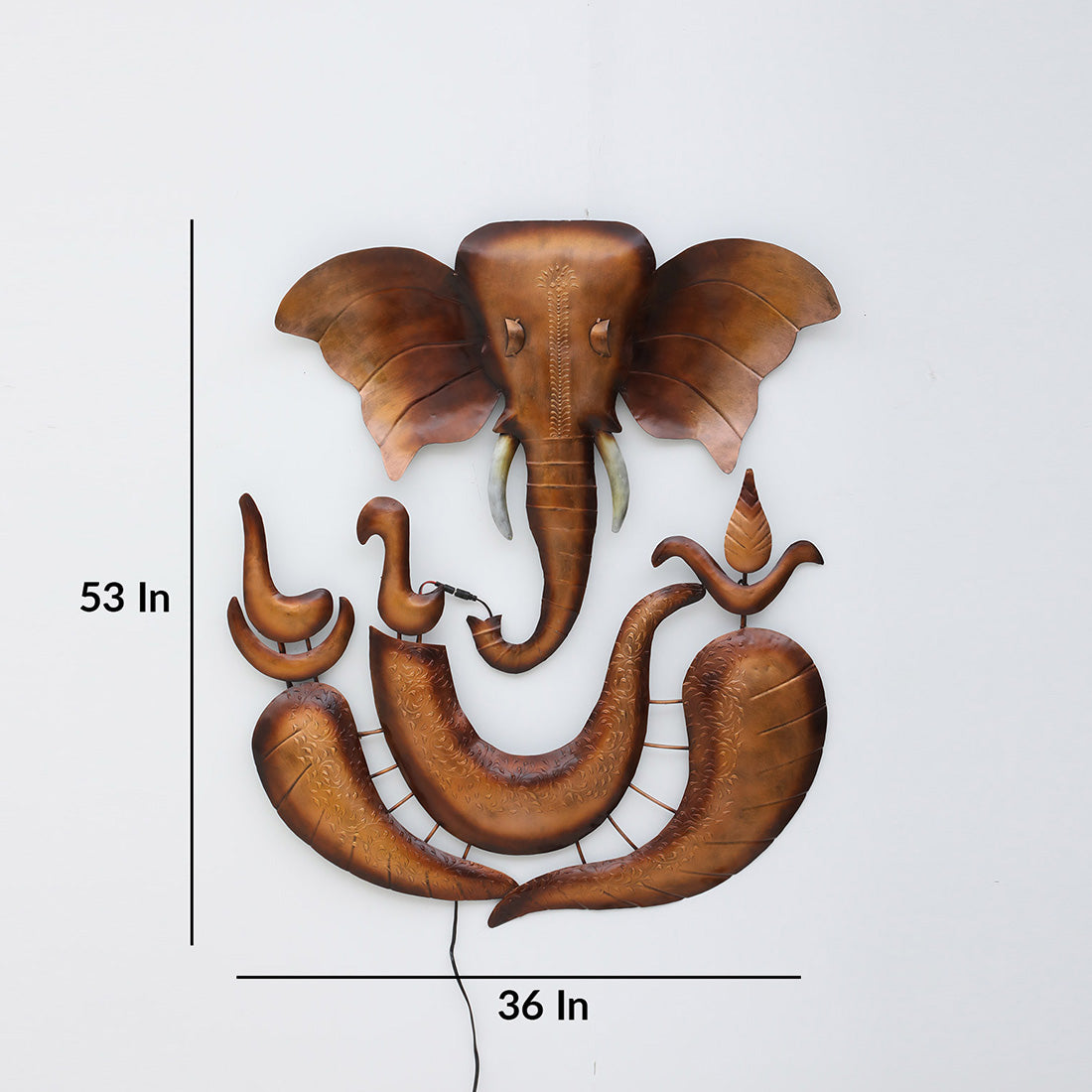 BHAVYAWUD™ Majestic Antique LED Metal  Lord Ganesha Wall Art Sculpture (36 x 53 Inches)