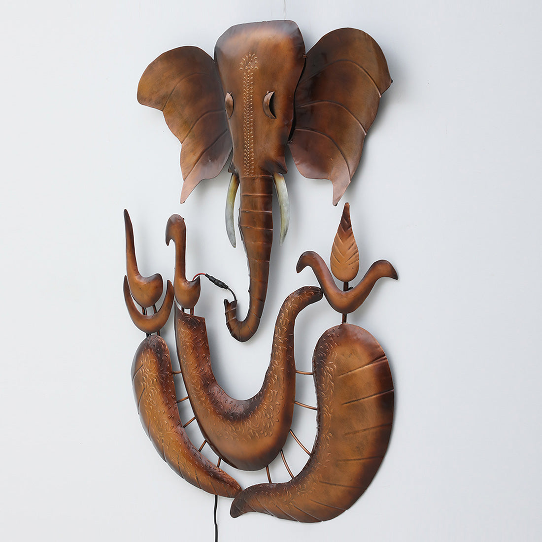 BHAVYAWUD™ Majestic Antique LED Metal  Lord Ganesha Wall Art Sculpture (36 x 53 Inches)