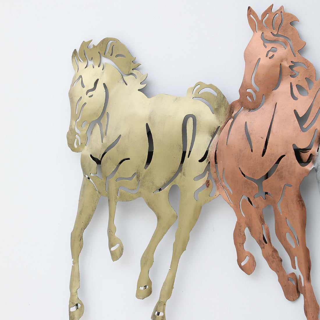 BHAVYAWUD™ Vastu 7 Running Horses Multi-Tone LED Metal Wall Art (42 x 17 Inches)
