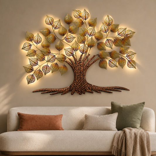 Elegant Metal Peepal Tree (Tree of Life) LED Wall Art – Transform Your Living Space