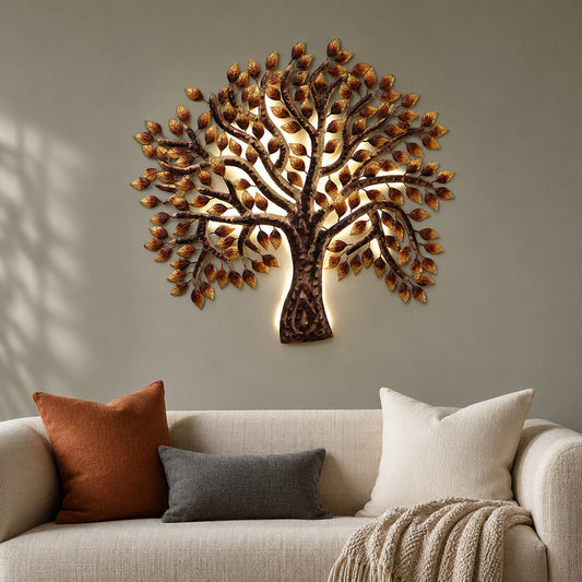 BHAVYAWUD™ Premium LED Metal Tree of Life Wall Art Sculpture (34 x 34 Inches)